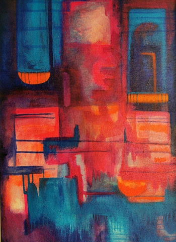 pintura colorista abstracta de la artista mexicana Eréndira Plancarte